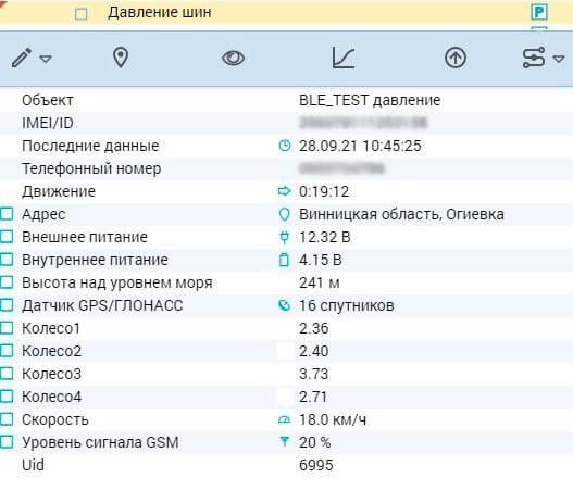 Приклад звіту роботи датчика тиску в шинах